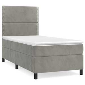 Box spring postel s matrací světle šedá 100x200 cm samet - obrázek 2