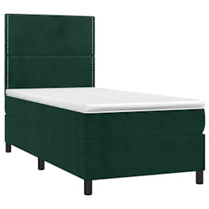 Box spring postel s matrací tmavě zelená 100x200 cm samet - obrázek 3