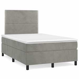 Box spring postel s matrací světle šedá 120 x 200 cm samet - obrázek 2