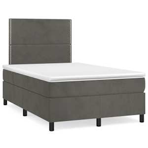 Box spring postel s matrací tmavě šedá 120 x 200 cm samet - obrázek 2