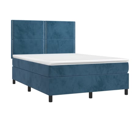 vidaXL Boxspringbett mit Matratze Dunkelblau 140x190 cm Samt