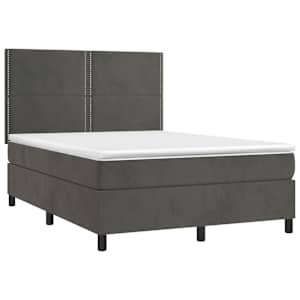 Box spring postel s matrací tmavě šedá 140x200 cm samet - obrázek 3