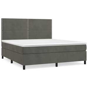 Box spring postel s matrací tmavě šedá 160x200 cm samet - obrázek 2