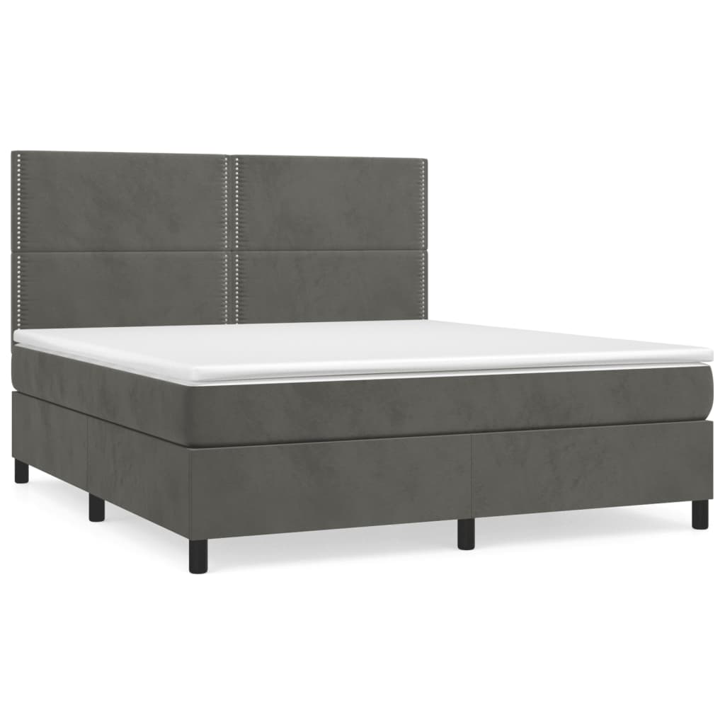 vidaXL Box spring postel s matrací tmavě šedá 180x200 cm samet