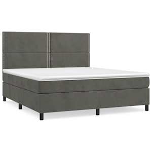 Box spring postel s matrací tmavě šedá 180x200 cm samet - obrázek 2