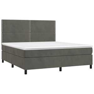 Box spring postel s matrací tmavě šedá 180x200 cm samet - obrázek 3