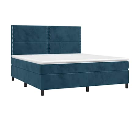 vidaXL Sommier &agrave; lattes de lit et matelas Bleu fonc&eacute; 180x200cm Velours