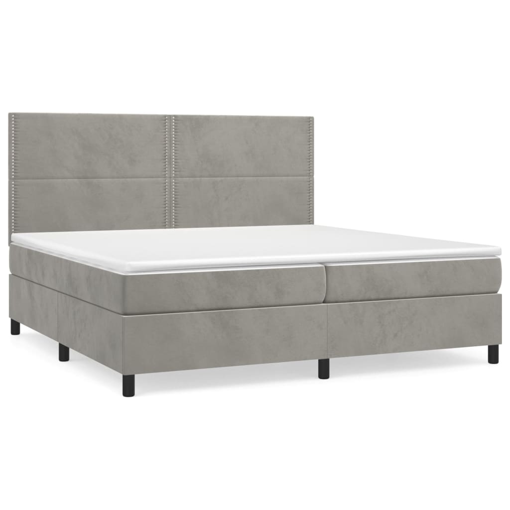 Box spring postel s matrací světle šedá 200x200 cm samet