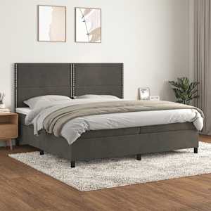 Box spring postel s matrací tmavě šedá 200x200 cm samet - obrázek 1