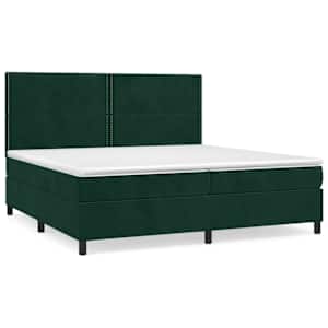 Box spring postel s matrací tmavě zelená 200x200 cm samet - obrázek 2
