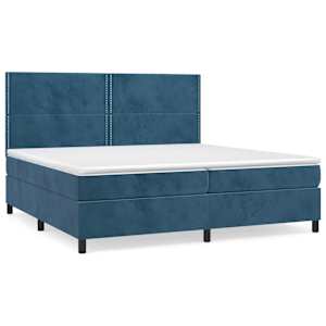 Box spring postel s matrací tmavě modrá 200x200 cm samet - obrázek 2