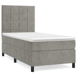 Box spring postel s matrací světle šedá 80 x 200 cm samet - obrázek 2