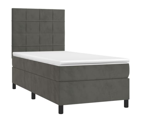 vidaXL Boxspringbett mit Matratze Dunkelgrau 80x200 cm Samt