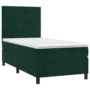 Box spring postel s matrací tmavě zelená 80 x 200 cm samet - obrázek 3