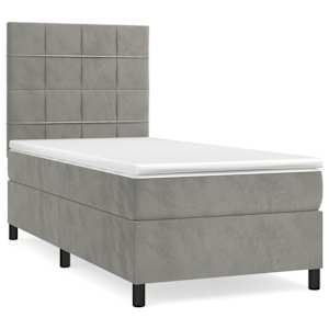 Box spring postel s matrací světle šedá 90x200 cm samet - obrázek 2