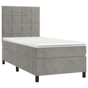 Box spring postel s matrací světle šedá 90x200 cm samet - obrázek 3