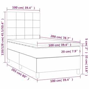 Box spring postel s matrací tmavě modrá 100x200 cm samet - obrázek 7