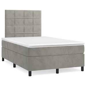Box spring postel s matrací světle šedá 120 x 200 cm samet - obrázek 2