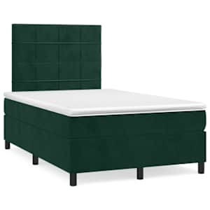 Box spring postel s matrací tmavě zelená 120 x 200 cm samet - obrázek 2
