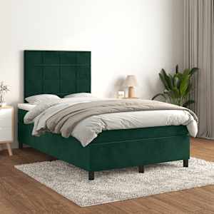 Box spring postel s matrací tmavě zelená 120 x 200 cm samet - obrázek 1