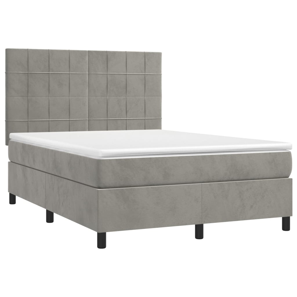 Box spring postel s matrací světle šedá 140x190 cm samet