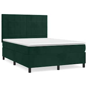 Box spring postel s matrací tmavě zelená 140x190 cm samet - obrázek 2