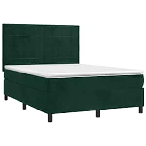 Box spring postel s matrací tmavě zelená 140x190 cm samet - obrázek 3