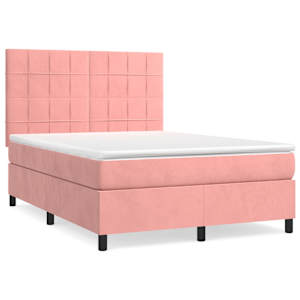Box spring postel s matrací růžová 140x190 cm samet - obrázek 2