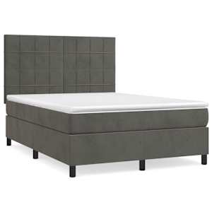Box spring postel s matrací tmavě šedá 140x200 cm samet - obrázek 2