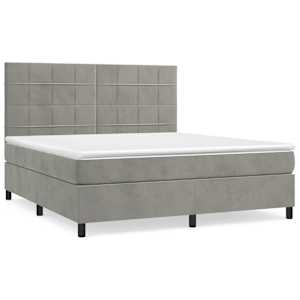 Box spring postel s matrací světle šedá 160x200 cm samet - obrázek 2