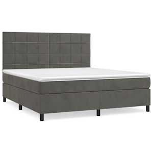 Box spring postel s matrací tmavě šedá 160x200 cm samet - obrázek 2