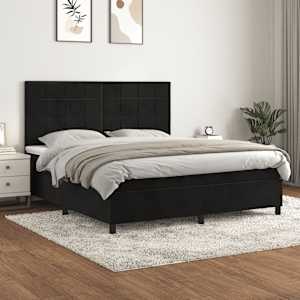Box spring postel s matrací černá 160x200 cm samet - obrázek 1