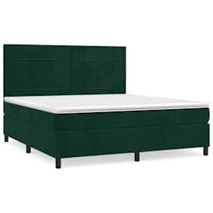 Box spring postel s matrací tmavě zelená 160x200 cm samet - obrázek 2