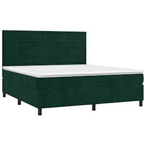 Box spring postel s matrací tmavě zelená 160x200 cm samet - obrázek 3