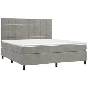 Box spring postel s matrací světle šedá 180x200 cm samet - obrázek 3