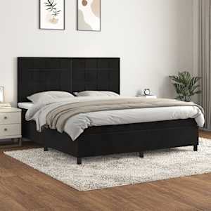 Box spring postel s matrací černá 180x200 cm samet - obrázek 1