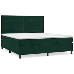 Box spring postel s matrací tmavě zelená 180x200 cm samet - obrázek 2