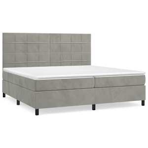 Box spring postel s matrací světle šedá 200x200 cm samet - obrázek 2