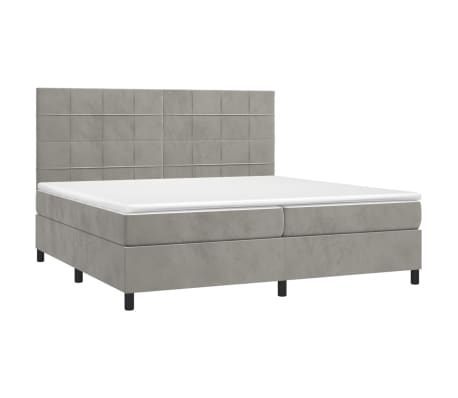 vidaXL Sommier &agrave; lattes de lit et matelas Gris clair 200x200cm Velours