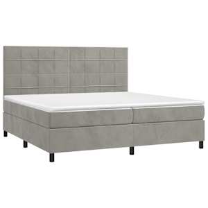 vidaXL Sommier &agrave; lattes de lit et matelas Gris clair 200x200cm Velours