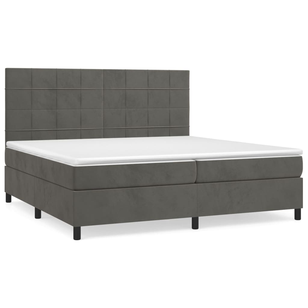 vidaXL Box spring postel s matrací tmavě šedá 200x200 cm samet