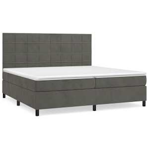 Box spring postel s matrací tmavě šedá 200x200 cm samet - obrázek 2