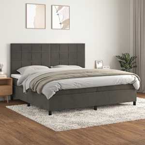 Box spring postel s matrací tmavě šedá 200x200 cm samet - obrázek 1