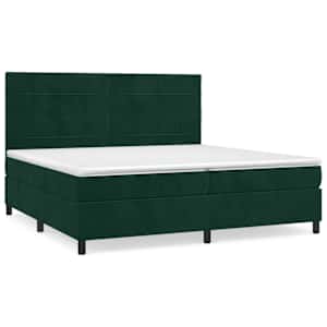 Box spring postel s matrací tmavě zelená 200x200 cm samet - obrázek 2