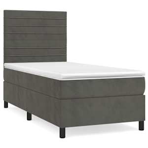Box spring postel s matrací tmavě šedá 80 x 200 cm samet - obrázek 2