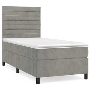 Box spring postel s matrací světle šedá 90x190 cm samet - obrázek 2