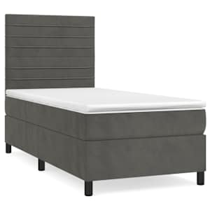 Box spring postel s matrací tmavě šedá 90x190 cm samet - obrázek 2