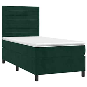Box spring postel s matrací tmavě zelená 90x190 cm samet - obrázek 3