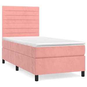 Box spring postel s matrací růžová 90x200 cm samet - obrázek 2