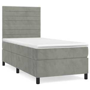 Box spring postel s matrací světle šedá 100x200 cm samet - obrázek 2